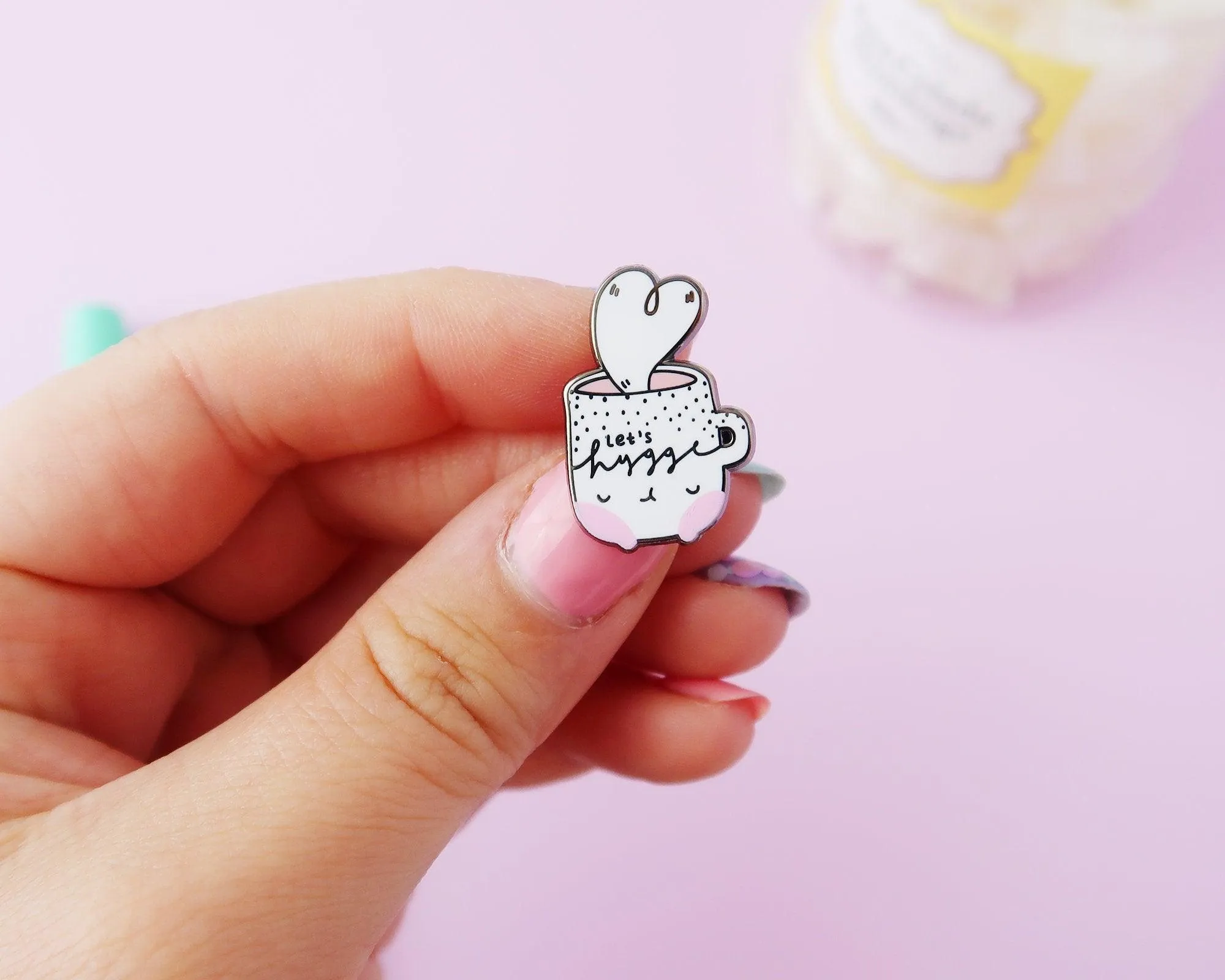 Let’s Hygge Enamel Pin | Cute Cosy Mug Pin | Kawaii Hygge Lifestyle Accessory