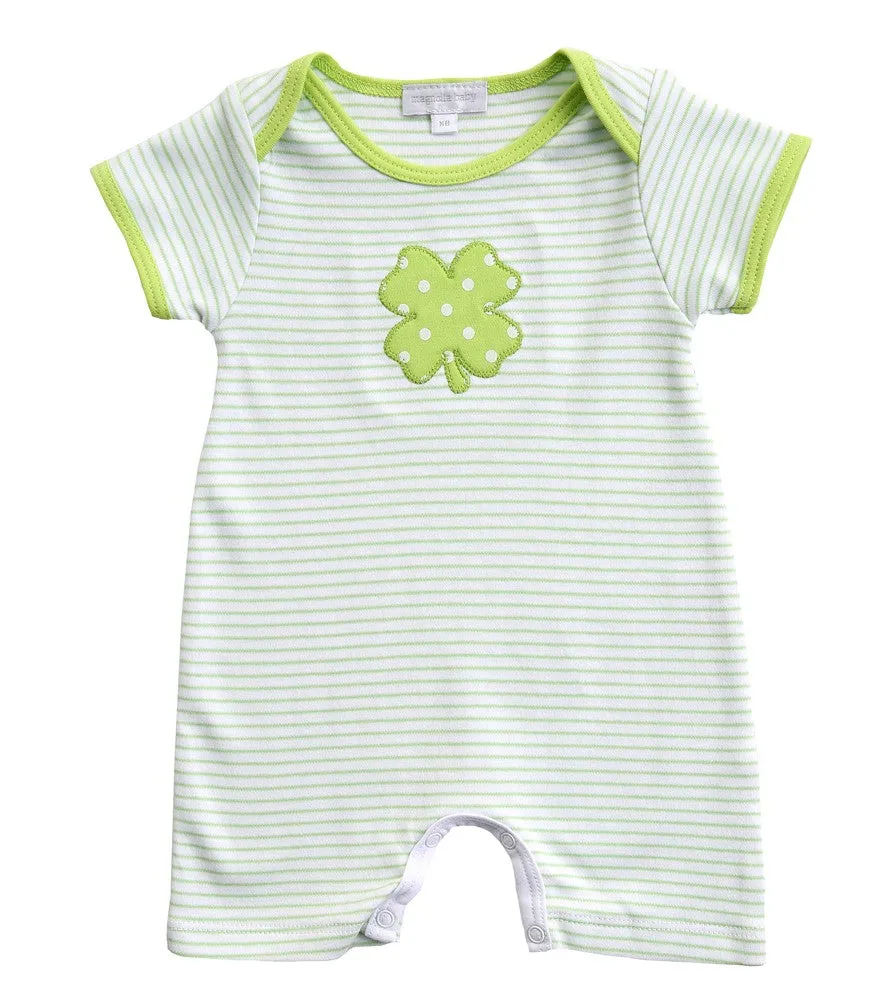 Magnolia Baby Boys Green Lucky Shamrock St. Patrick's Day Playsuit - Short