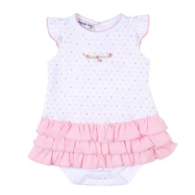 Magnolia Baby Girls Pink Grace's Classics Embroidered Ruffle Flutters Bubble
