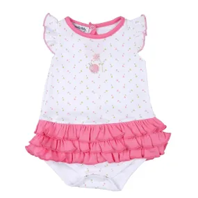 Magnolia Baby Girls Pink Little Love Bug Ladybug Embroidered Ruffle Flutters Bubble