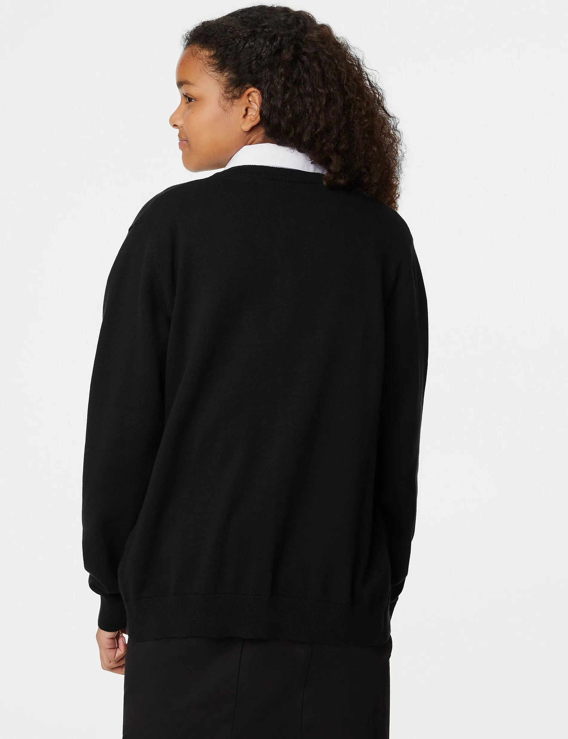 Marks & Spencer Pure Cotton School Cardigan for Girls (9-18 Years) Black