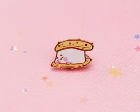 Marshmallow S'mores Enamel Pin | Rose Gold Cute Food Pin | Adorable Collectible Dessert Badge