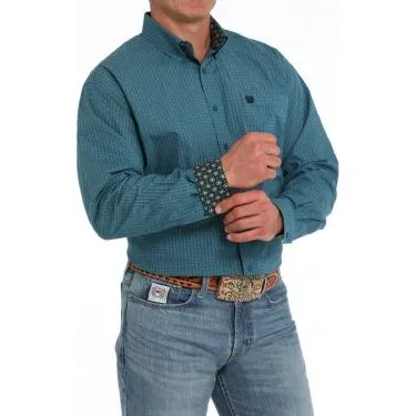 Men's Cinch Windowpane Button-Down Western Shirt MTW1105865