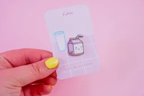 Milk Carton Enamel Pin | Cute Marshmallow Milk Pin Badge | Adorable Collectible Pin for Jackets & Bags