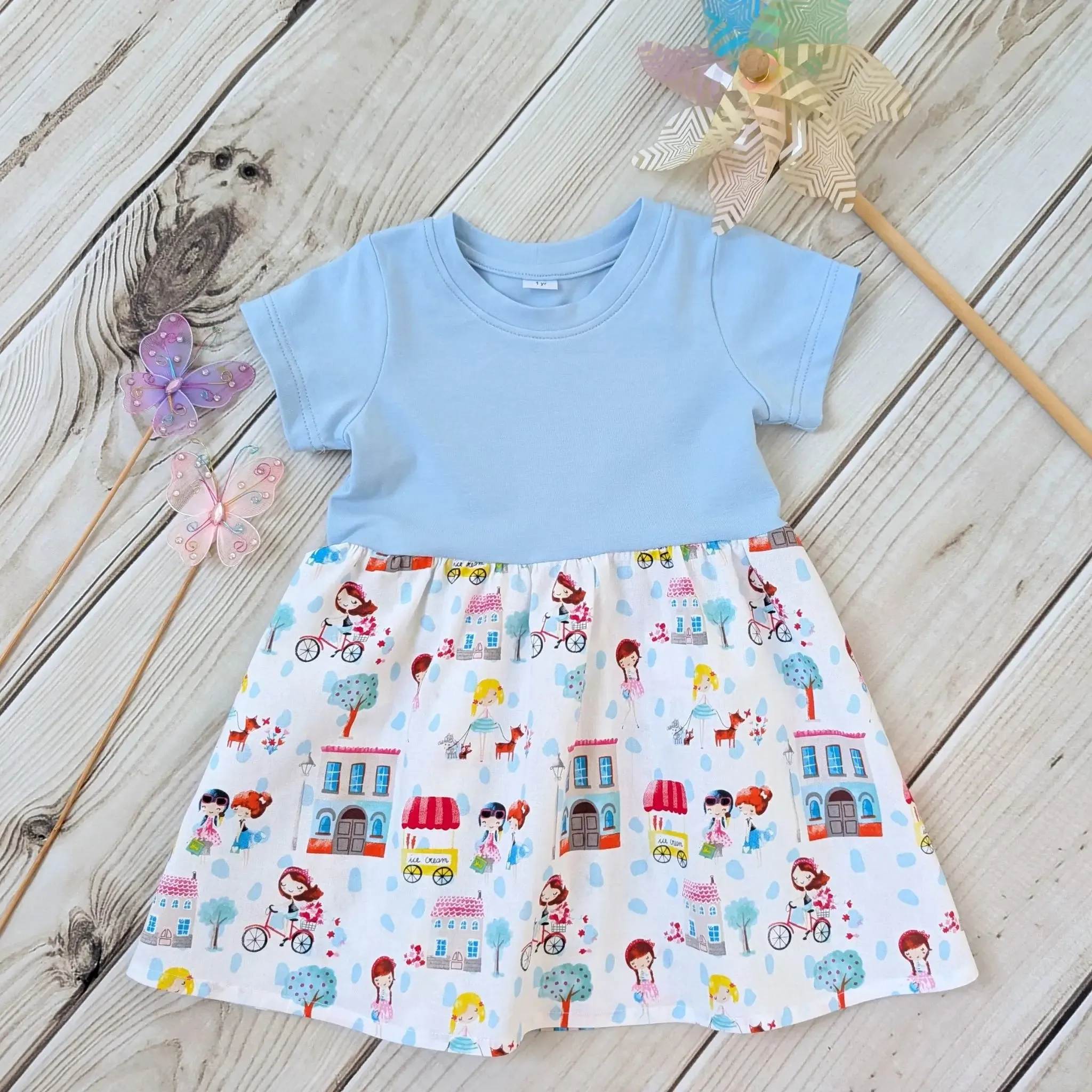 One of a Kind Ice Cream Print Dress for Kids