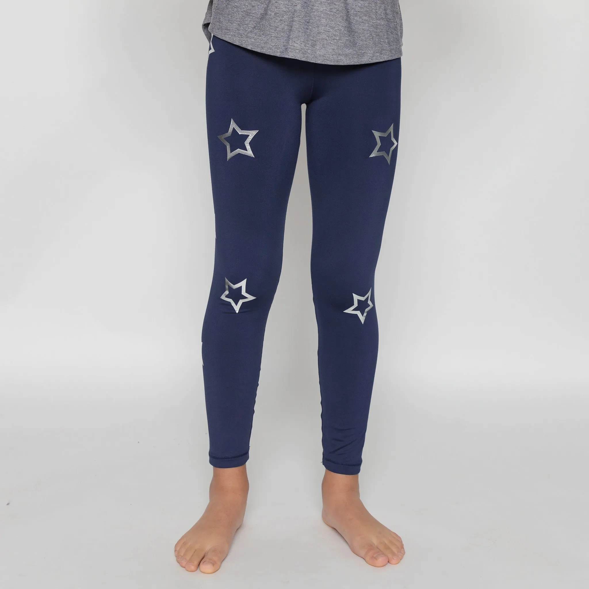 Open Stars Silver Blue Leggings