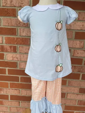 Orange Gingham Pumpkin Pant Set- Girls