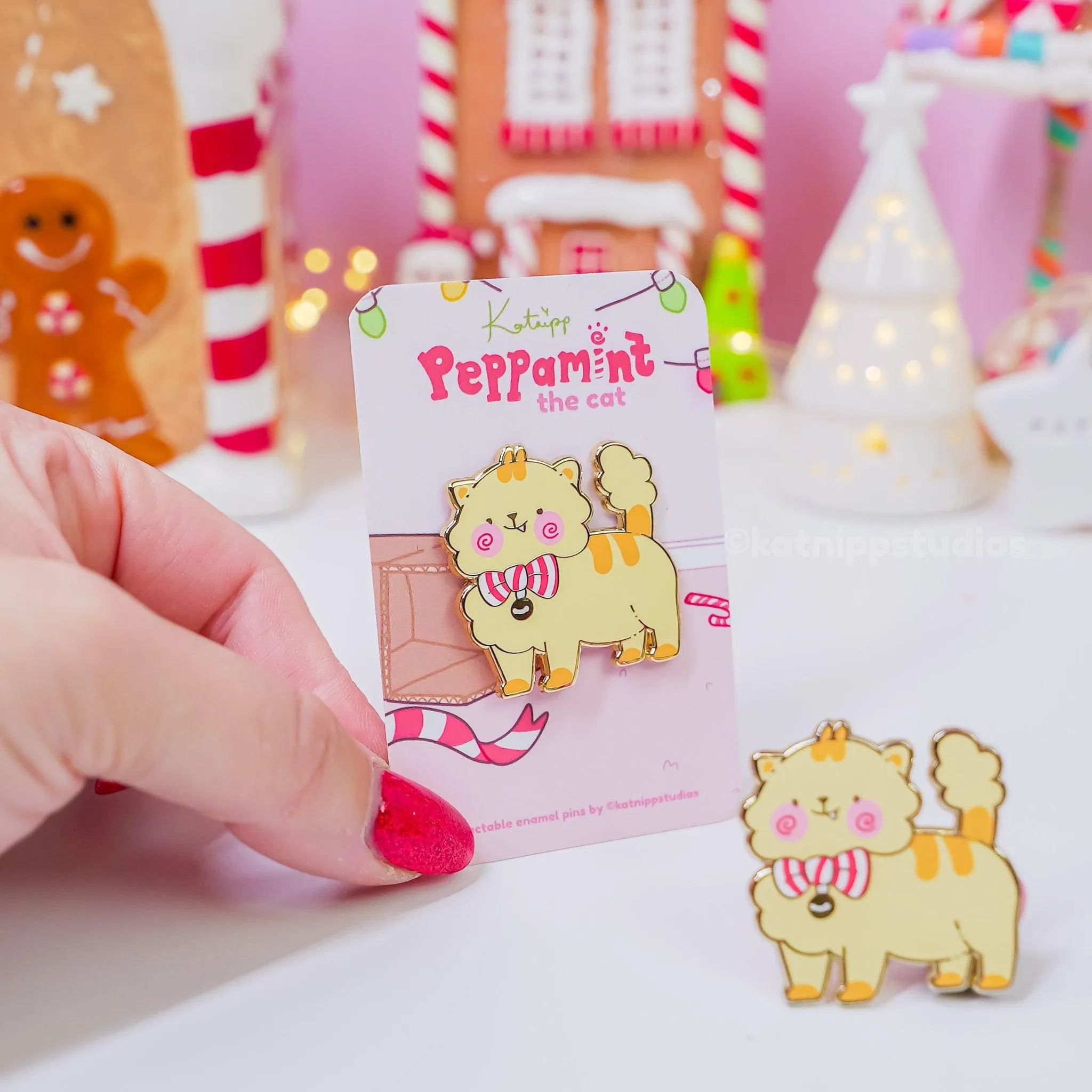 Peppamint the Cat Enamel Pin | Cute Kawaii Cat Pin Badge | Collectible Cat Lover Accessory