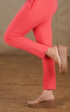 Straight Fit Stretchable Pant Coral