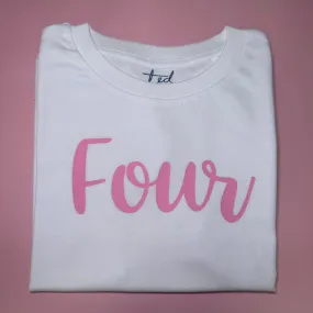 Ted & Stitch Girls White Birthday T-shirt - Select Age