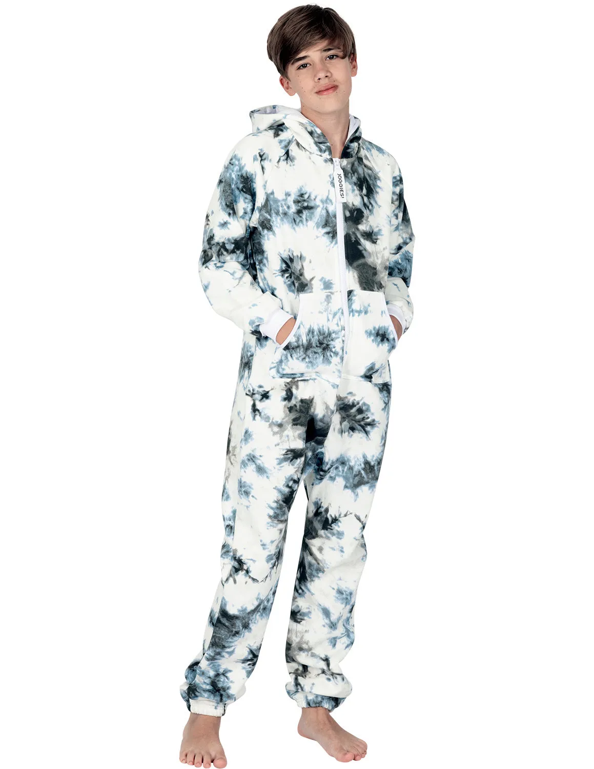 Tie Dye Black Kids Footless Hoodie Onesie