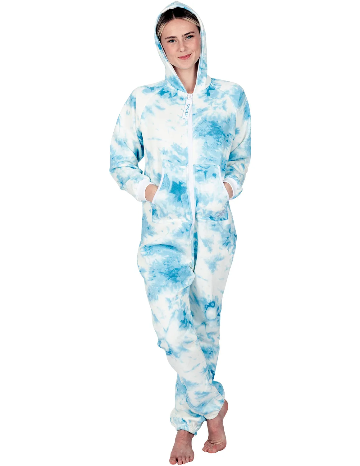 Tie Dye Blue Kids Footless Hoodie Onesie