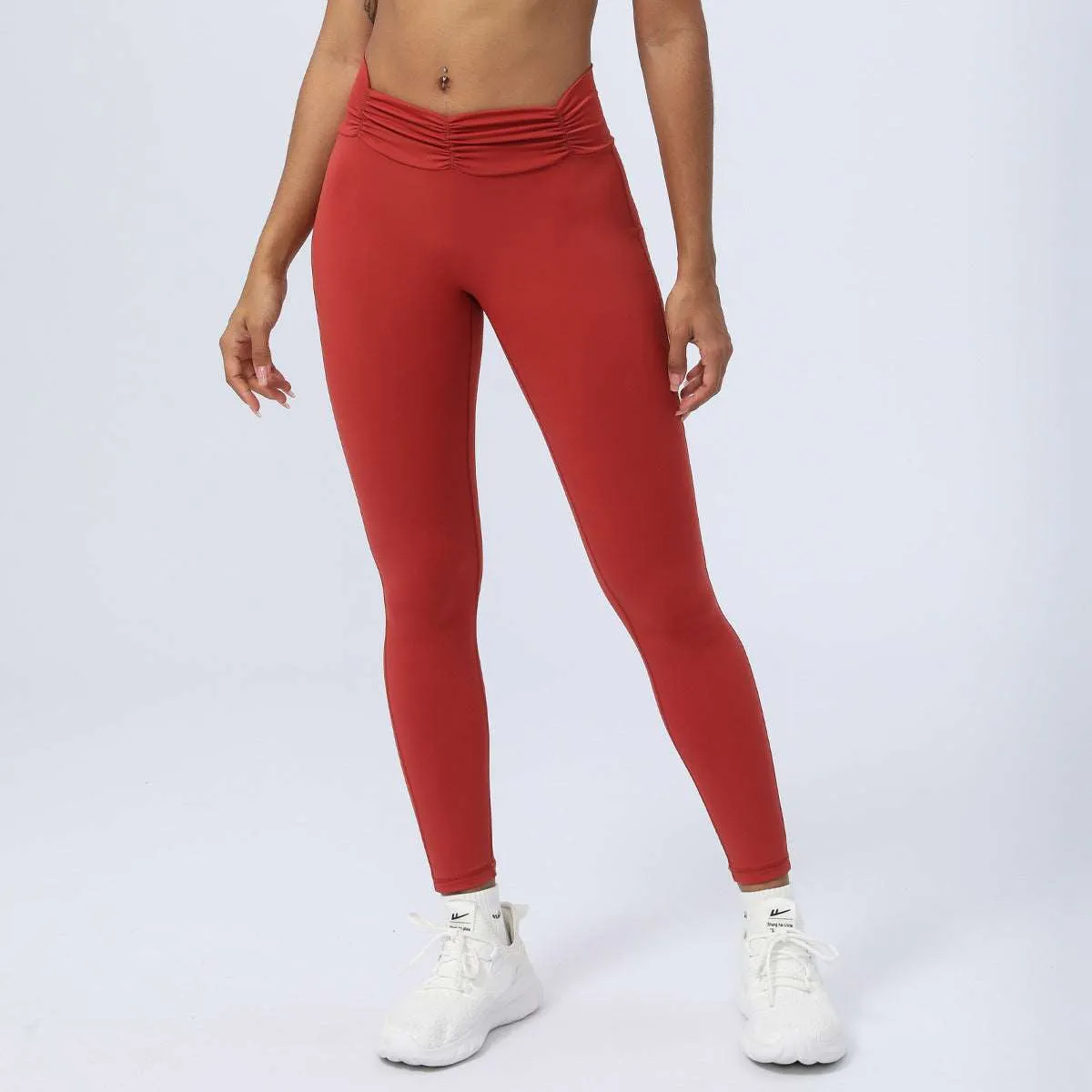 Women's Pleated Thigh Sports Yoga Pants